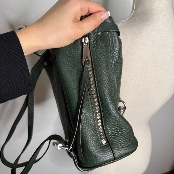 Rebecca Minkoff Blythe Studded Leather Green Backpack Silver Hardware - Picture 7 of 9